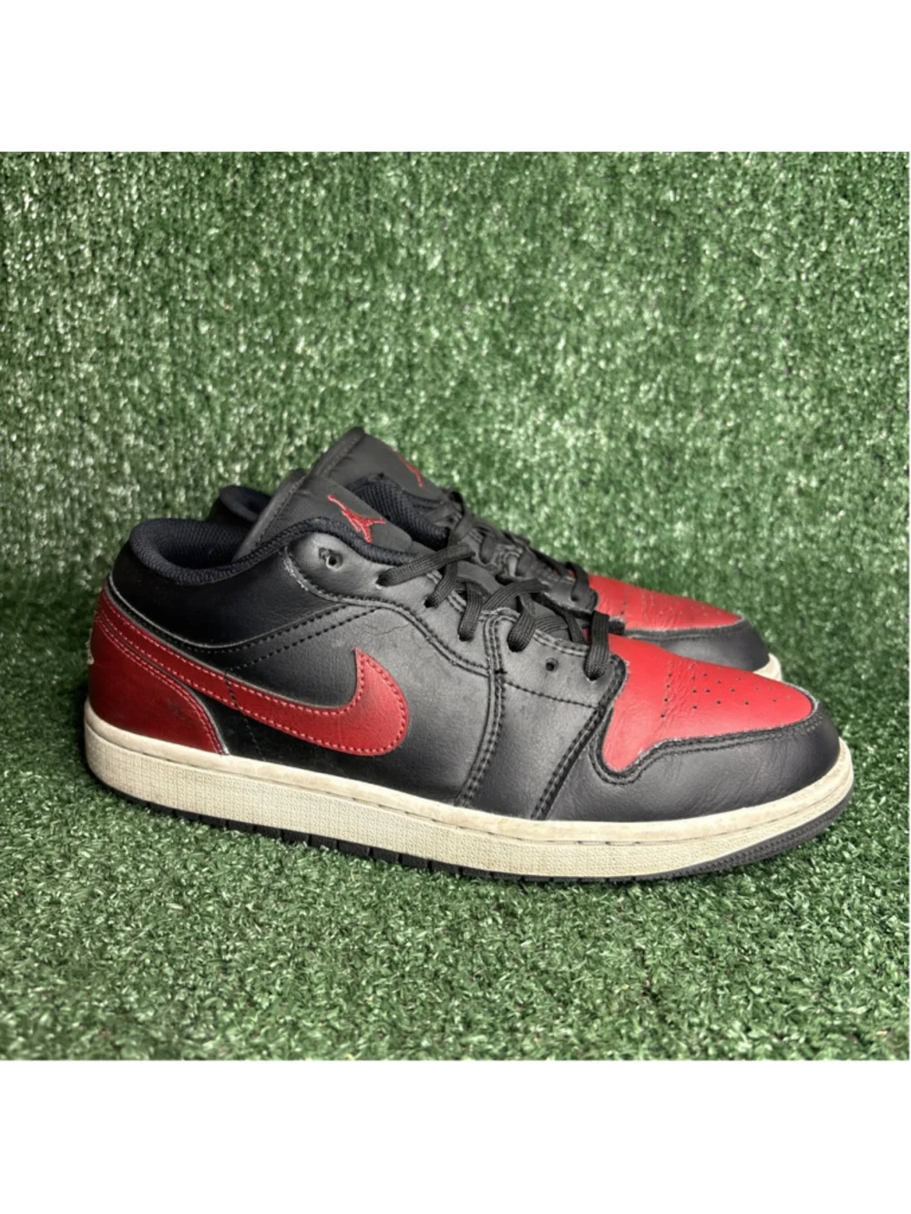 Nike‎ Air Jordan 1 Low Bred Black Red White 553558-067 Mens Size 8